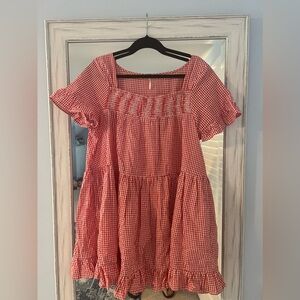 Red and white gingham swing tunic by Free People